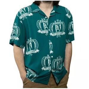 My Hero Academia Plus Ultra Short Sleeve Woven Resort Shirt Large (42-44) Blue
